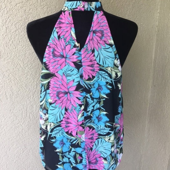 DONATED Fun & Flirty Black Floral halter - Picture 5 of 6